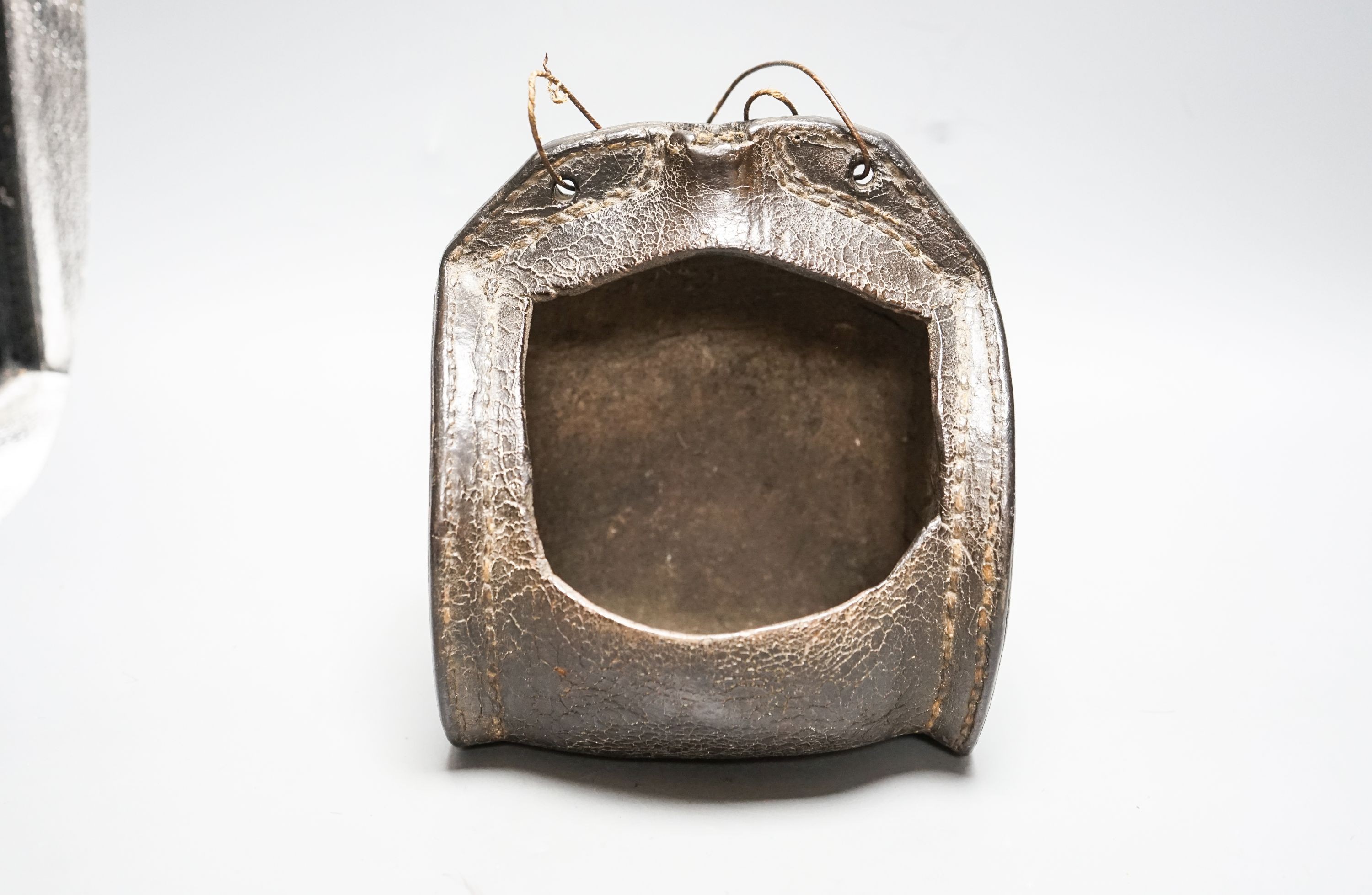 An 18th/19th century leather cider costrel